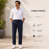 Linen Pants for 45+Yrs Men (Set of 2)
