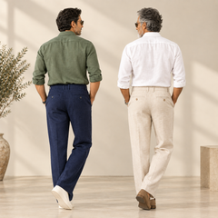 Pack of 2 - Premium Linen Blend Men's Pants (Beige & Navy)