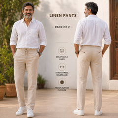 Linen Pants for 45+Yrs Men (Set of 2)